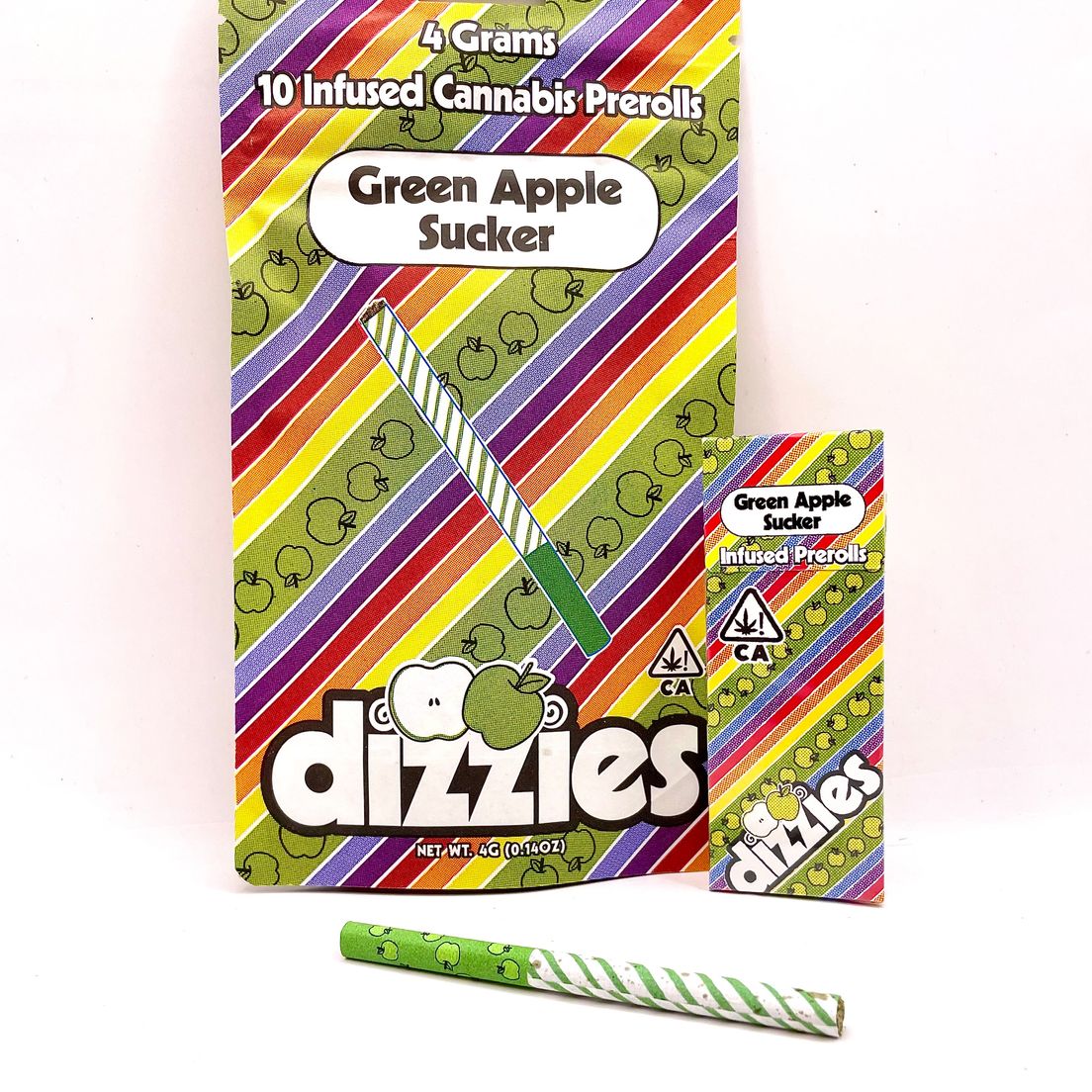 4g Green Apple Sucker (Hybrid) 10-Pack Infused Prerolls - dizzies