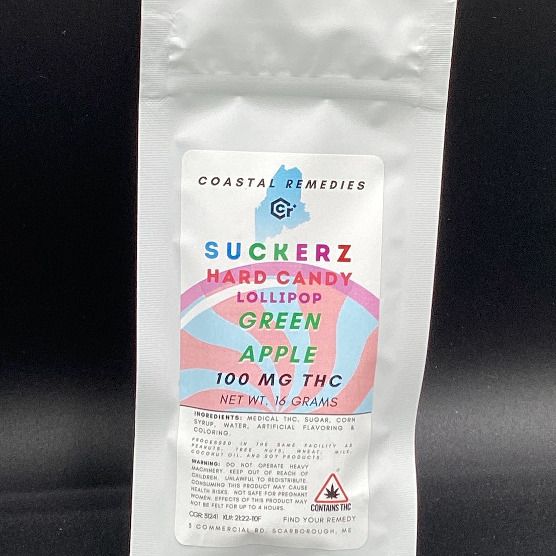 Coastal Remedies- Green Apple- Suckerz- Single Lollipop- 100mg