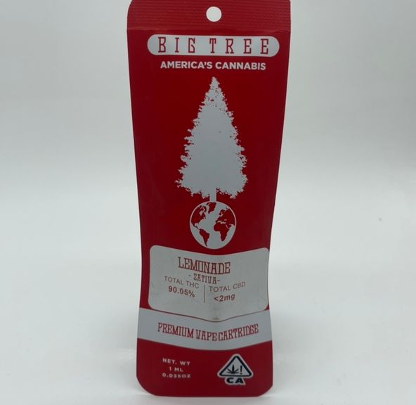 Lemonade (sativa) - 1g Cartridge (THC 90%) by Big Tree **Buy 2 for $50**
