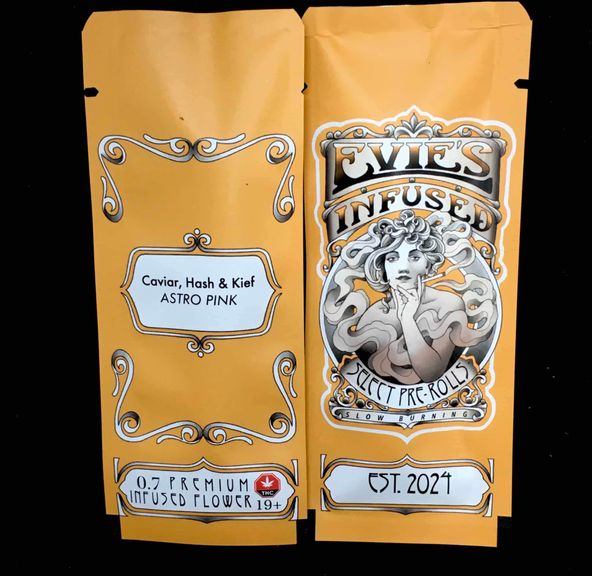 Evie’s 0.7g Caviar,Hash & kief PreRoll $12