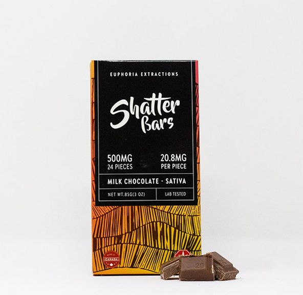 500mg Sativa Milk Chocolate Shatter Bar by Euphoria Extractions