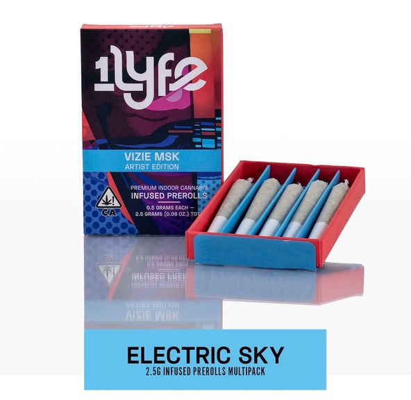 1Lyfe - (x5) .5g Prerolls - 2.5g - Electric Sky