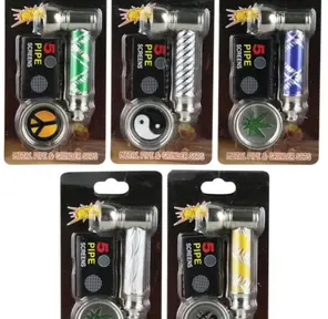 AFG Distribution- Assorted Colors- Mini- Metal- Screens & Mini Grinder Set - Hand Pipe- 2.75""