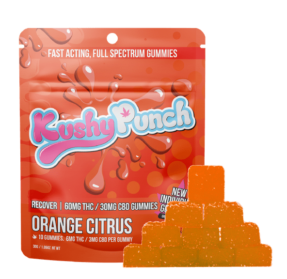 Kushy Punch | Gummies | 10pc | Recover CBD/THC | Orange Citrus