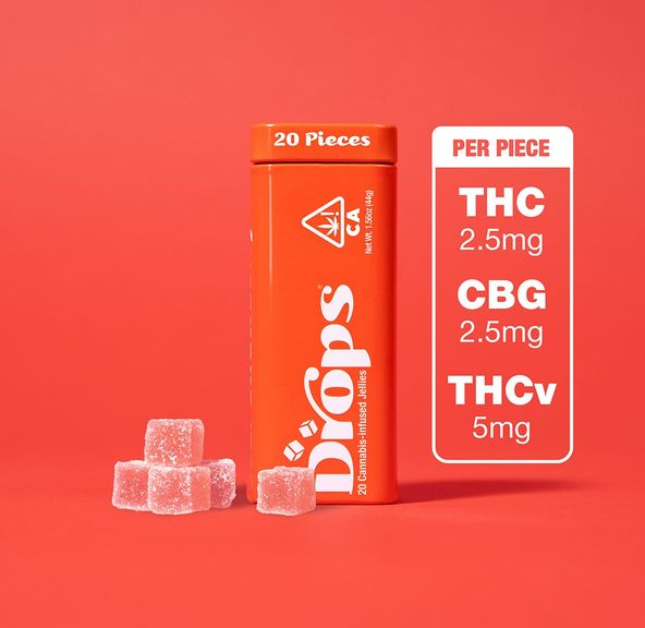 Drops 20pk Strawberry Gummies 50mg THC / 50mg CBG / 100mg THCV