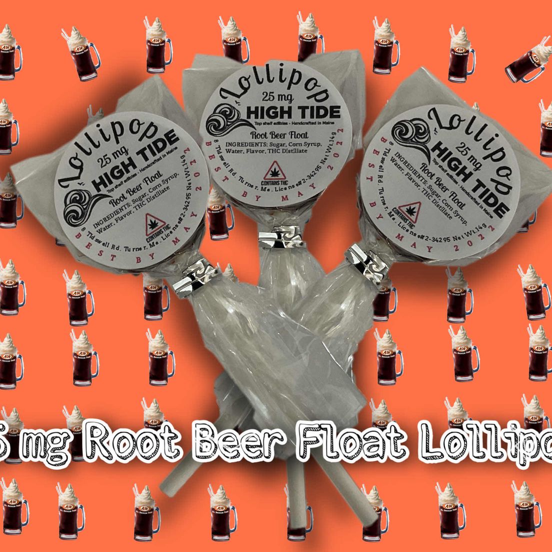 High Tide Root Beer Float Lollipops - 25 mg