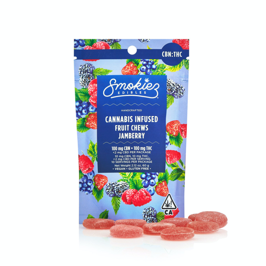 Smokiez Fruit Chews Jamberry 100mg THC / 100mg CBN 1:1