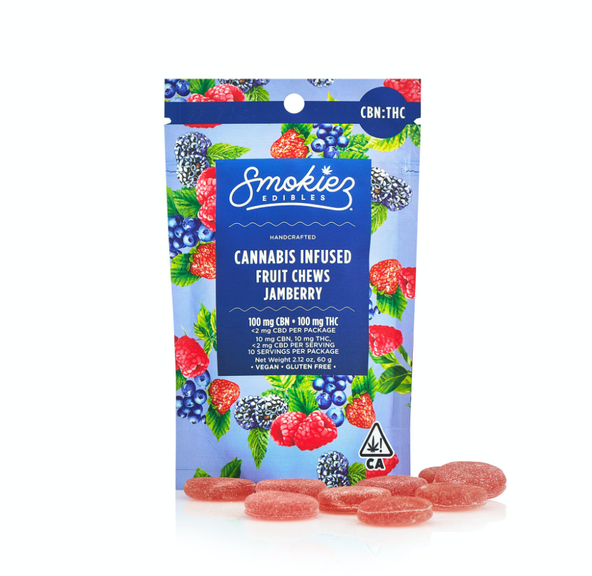 Smokiez Fruit Chews Jamberry 100mg THC / 100mg CBN 1:1