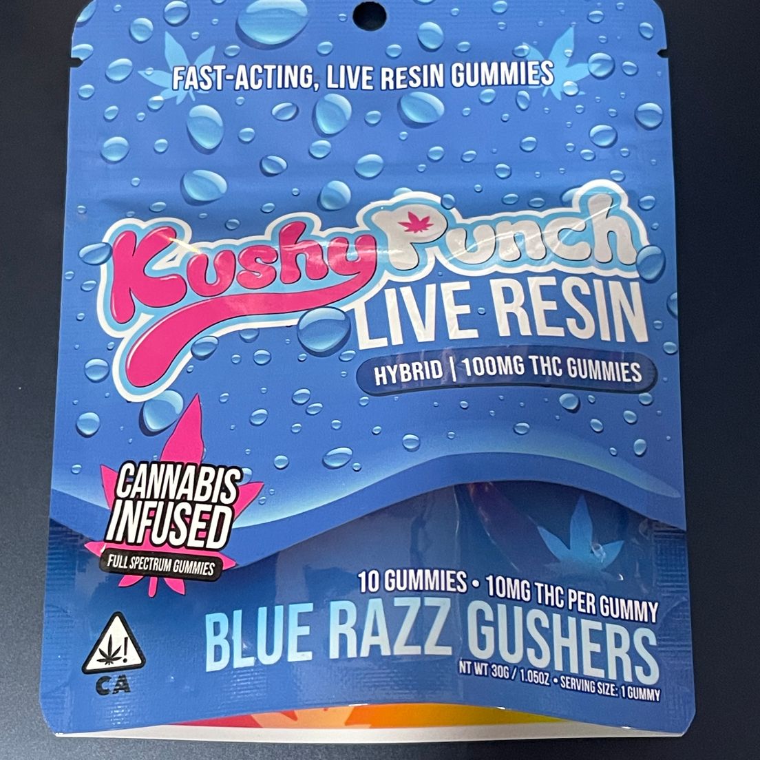 Kushy Punch-Blue Razz Gushers Live Resin Gummies (H)