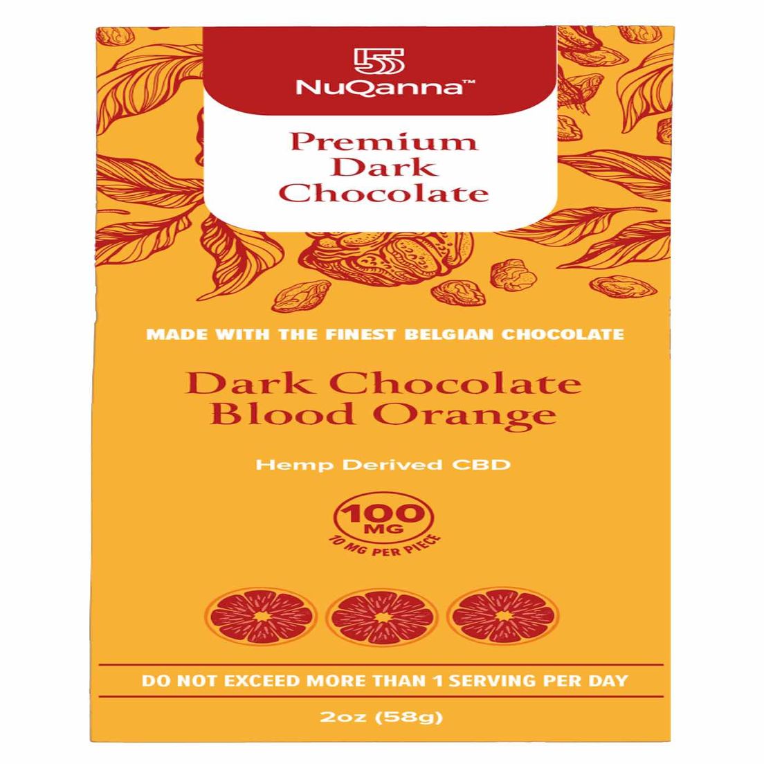 CBD Chocolate: Dark Chocolate Blood Orange: 100mg