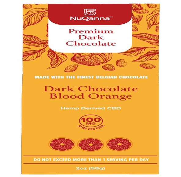 CBD Chocolate: Dark Chocolate Blood Orange: 100mg