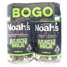 Noah's Premium BOGO 5 Pack Diamond Infused Preroll - Indica - Alien Milk