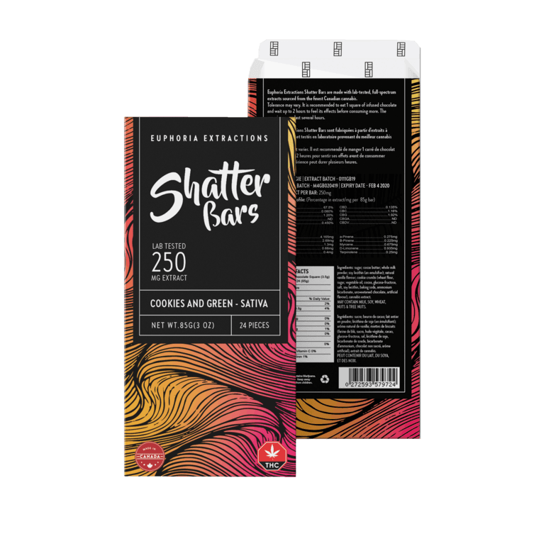 Euphoria Extract Shatter Bar Sativa Cookies & Green 500mg