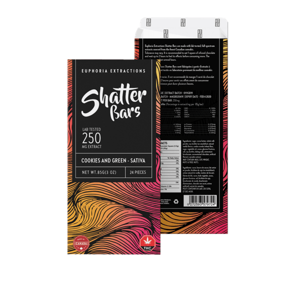 Euphoria Extract Shatter Bar Sativa Cookies & Green 500mg
