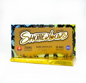 250mg Indica Dark Chocolate Vegan Shatter Bar by Euphoria Extractions GOLDEN TICKET INSIDE