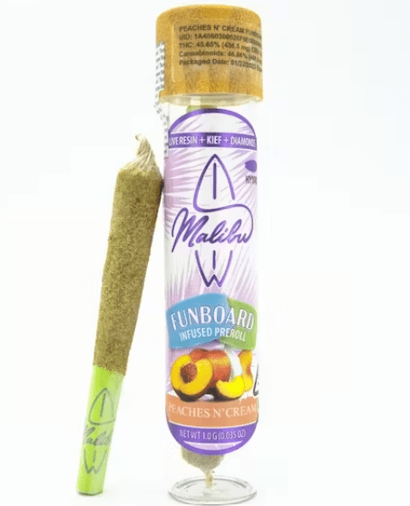 Malibu Premium Cannabis - Funboards 1g Triple Infused Preroll - Peaches N' Cream 1.00 g