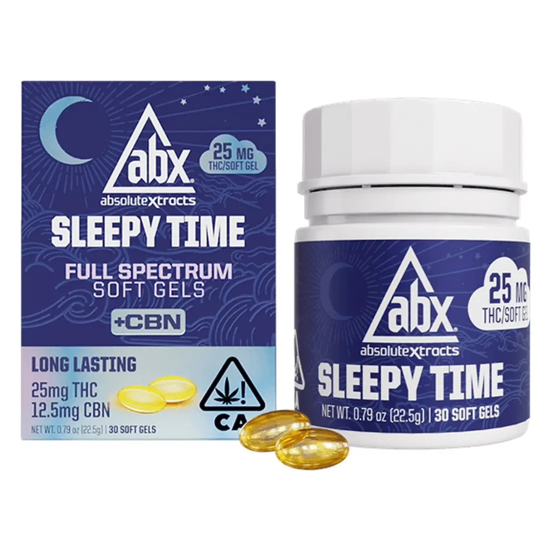 ABX - 25mg Sleepy Time Solventless + CBN Soft Gels - 30ct