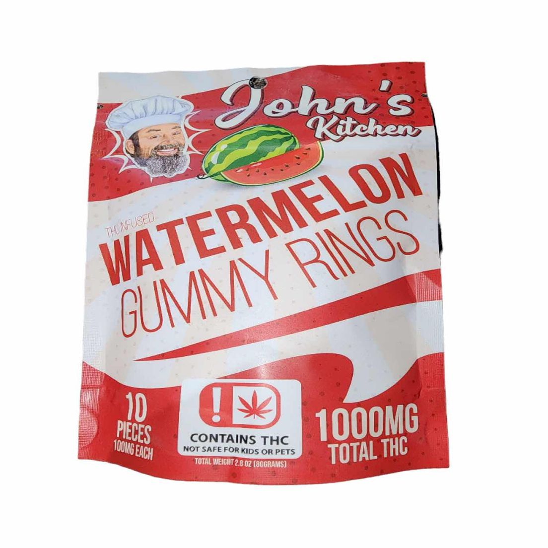 John's Kitchen Watermelon Gummy Rings 1000mg