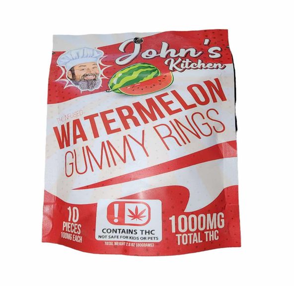 John's Kitchen Watermelon Gummy Rings 1000mg
