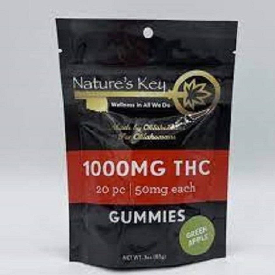 1000mg THC Green Apple Gummies (50mg each)