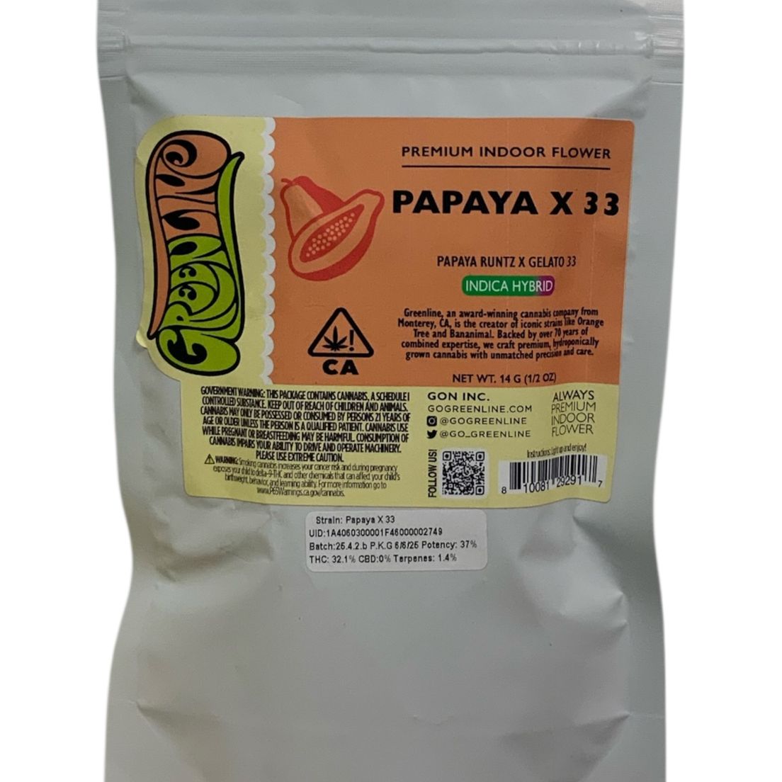 Greenline - Papaya x 33 14g Flower