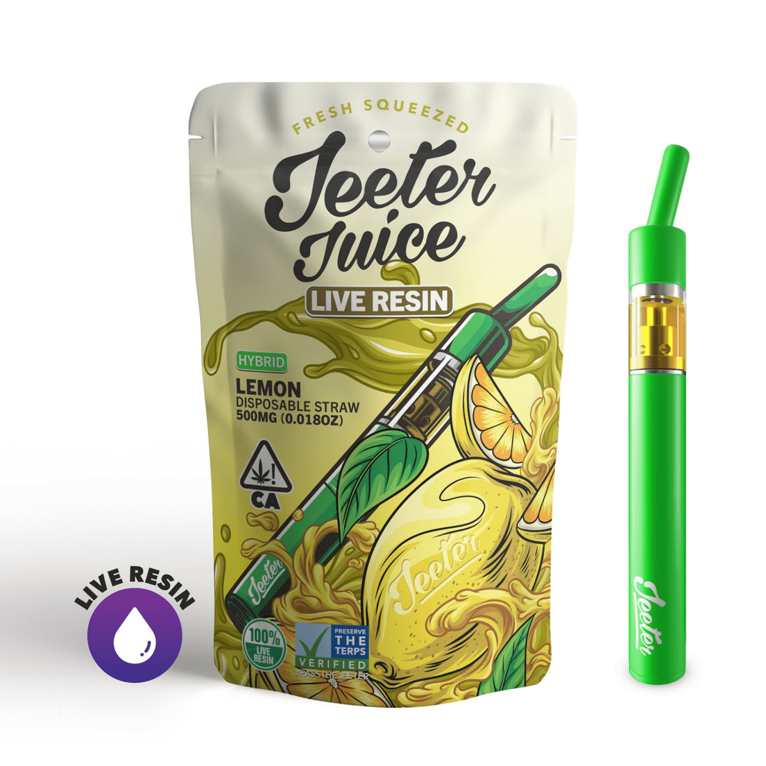 Jeeter | AIO Vape | .5g | Live Resin | Straw | Lemon Dosi