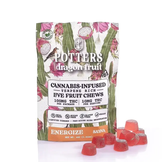 Potters - Dragon Fruit Sugar-Free Live Fruit Chews | 100mg 10pk - 40 g