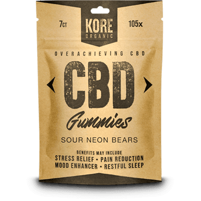 Kore Organic CBD Gummies Sour Neon Bears Edibles 7ct 15mg105x