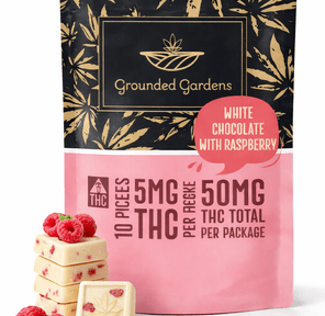 Raspberry White Chocolate Bar 50mg I 10pc I Grounded Gardens I 1ct