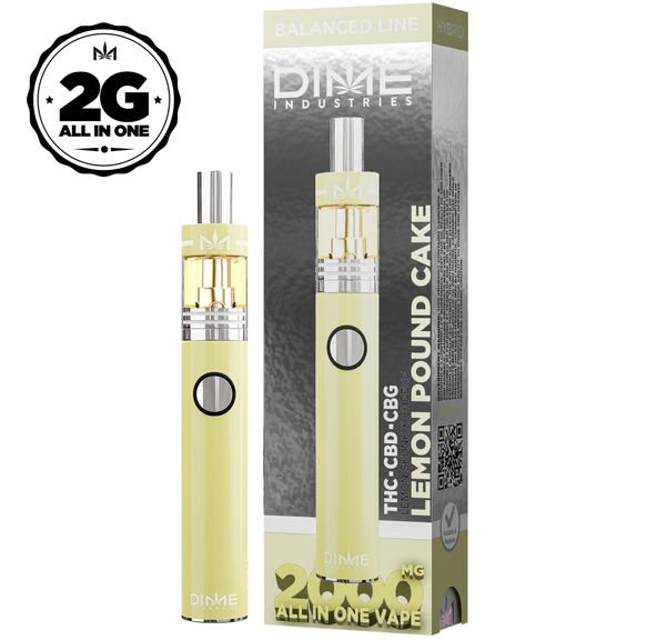 DIME LEMON POUND CAKE 1:1 THC:CBD+CBG DISPOSABLE 2G