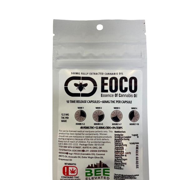 BEE ELEVATED FECO TIME RELEASE CAPSULES 500MG