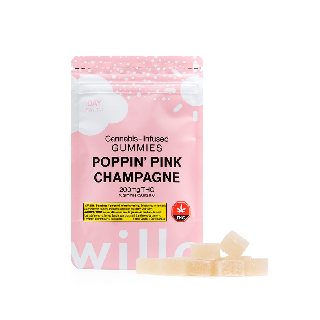 Willo 200mg THC Gummies - Poppin Pink Champagne