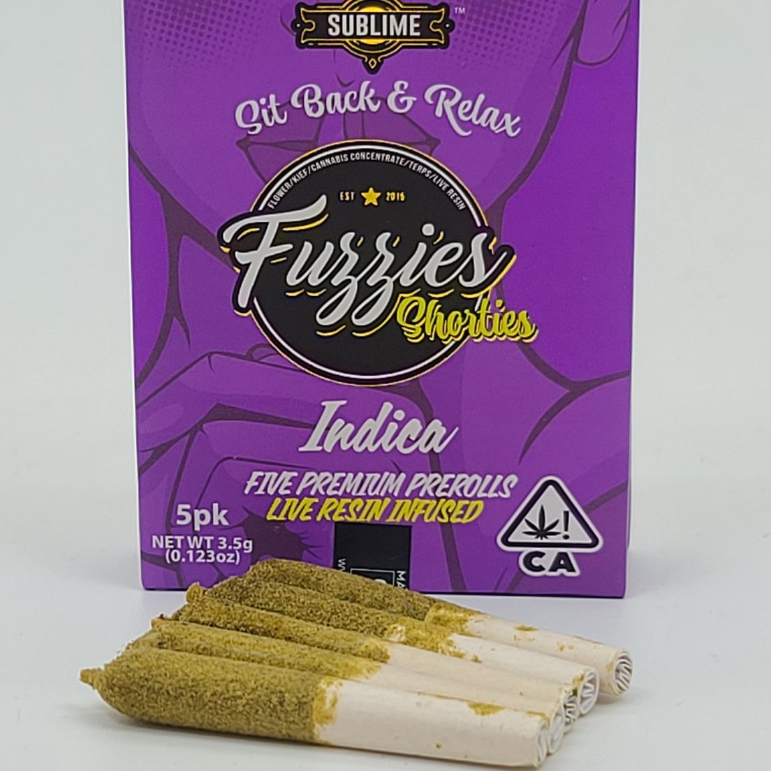 Indica 5pk -3.5g Live Resin Infused Pre-rolls (THC 45%) by Sublime
