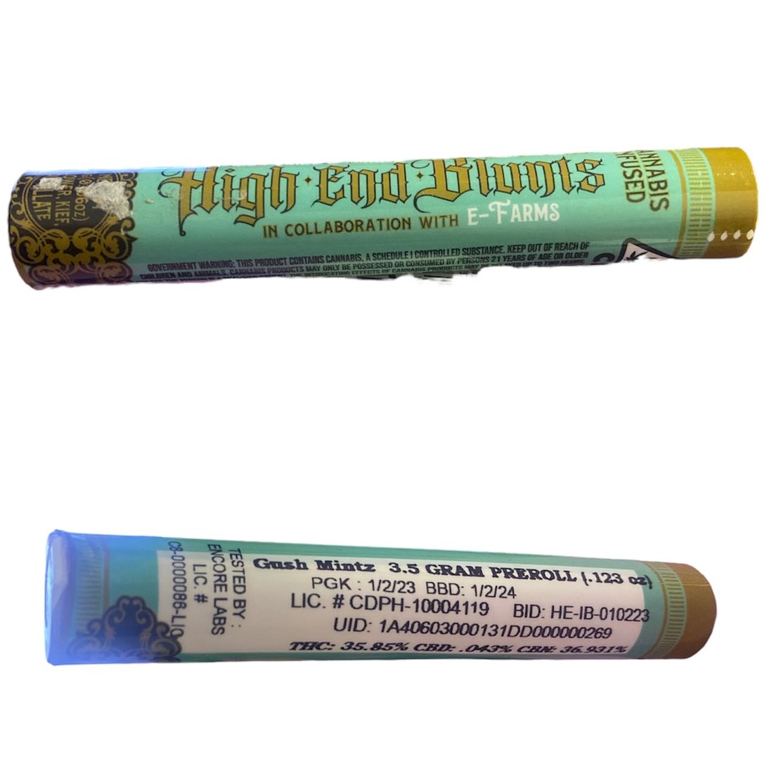 D. High End 3.5g Infused Blunt - Gush Mintz (H)