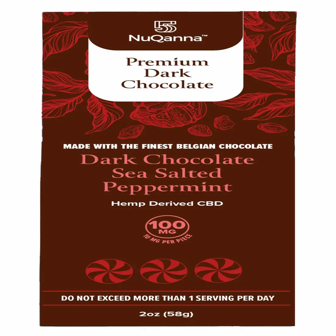 CBD Chocolate : Peppermint Dark Chocolate : 100 mg