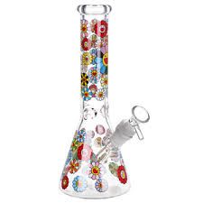 Bong - 10" Smilling Flowers Beaker Bong