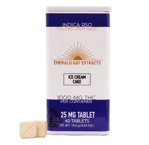 Emerald Bay Extracts 25mg RSO Tablets Indica Ice Cream Cake 1000mg