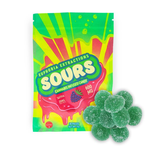 600mg Sativa Blue Raspberry Sours by Euphoria Extractions (20mgx30)