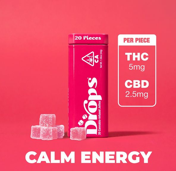Drops 20pk Raspberry Gummies 50mg CBD/100mg THC