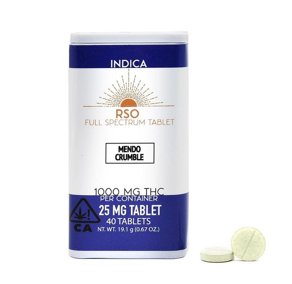 Emerald Bay Extracts 25mg Tablets Indica Mendo Crumble 2.0 1000mg packag