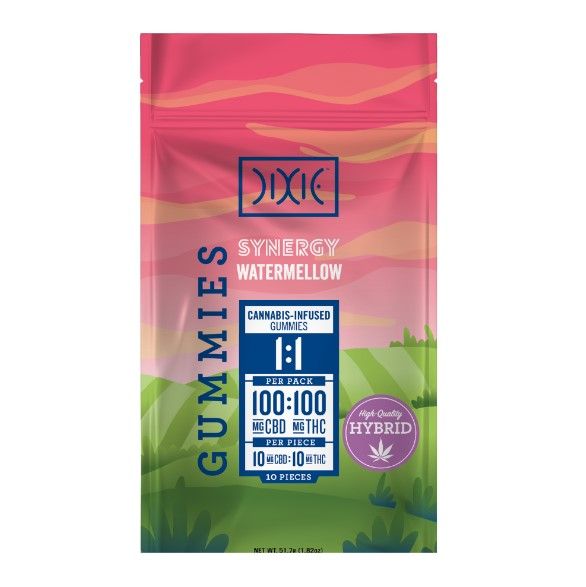 Dixie Gummies Watermellow 1:1 100mg THC / 100mg CBD
