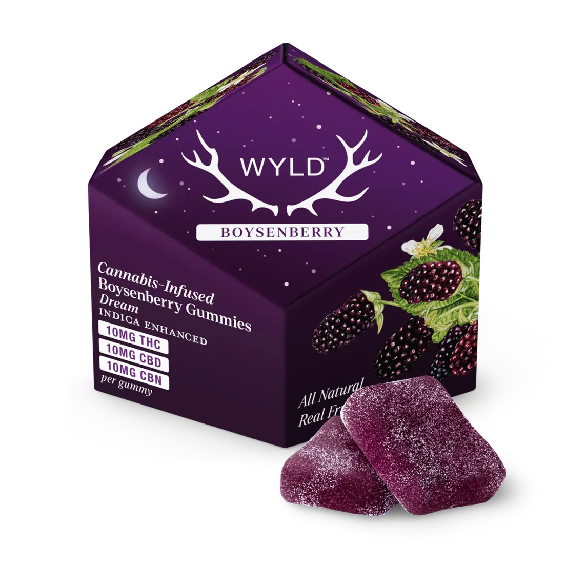 WYLD - Boysenberry Gummies 1:1:1 THC:CBD:CBN - 10 Pack