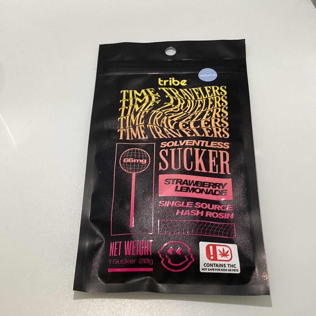 Time Travelers - Hash Rosin Sucker - Strawberry Lemonade - Indica - 66mg