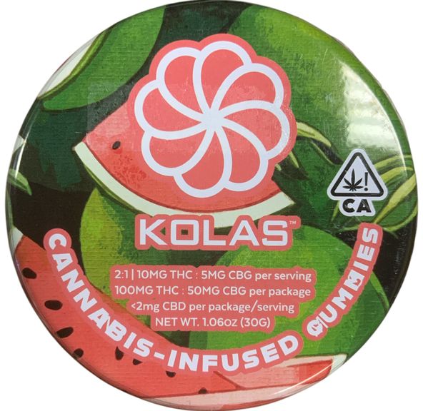 Kolas - Watermelon 2:1 THC:CBG - 100 mg Gummies