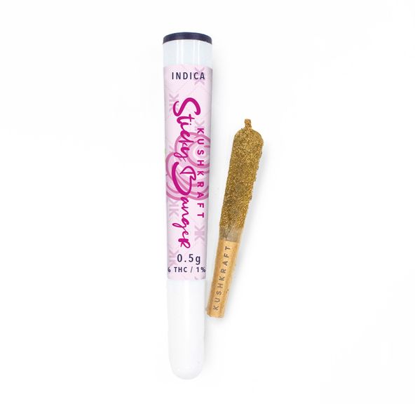 1 x 0.5g Infused Sticky Banger Pre-Roll Indica Donny Burger Russian Cream Cotton Candy by KushKraft