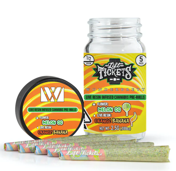 Lift Tickets 5pk Prerolls - Melon OG x Orange Banana 41%