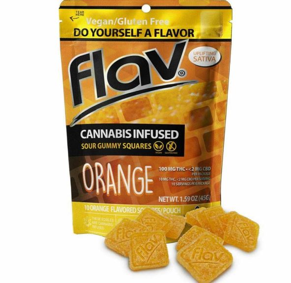 100mg Orange Sour Gummy Squares - FLAV
