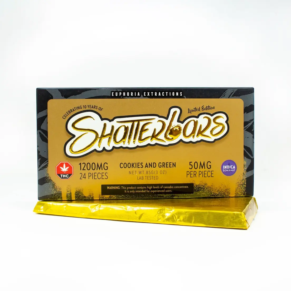 1200mg Indica Cookies and Green Shatter Bar by Euphoria Extractions GOLDEN TICKET INSIDE