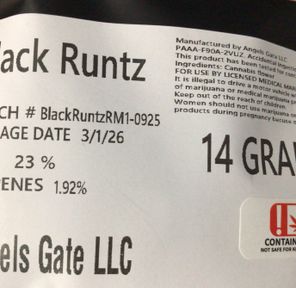 ANGELS GATE BLACK RUNTZ 1/2 OZ