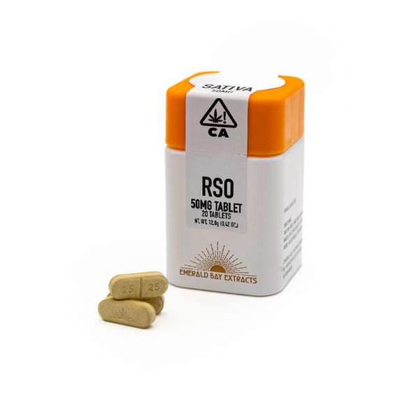 Emerald Bay Extracts 50mg RSO Tablets Sativa Strawberry Cough 1000mg